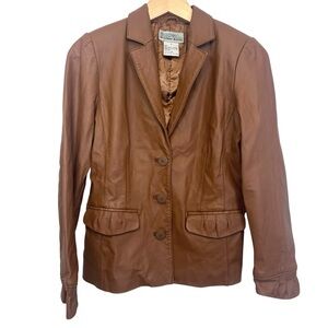Bradley Bayou Jacket Small Brown 100% Genuine Leather Button-up